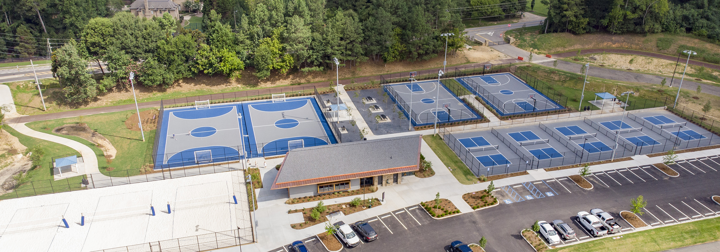 Aerial of Cauley Creek Park courts