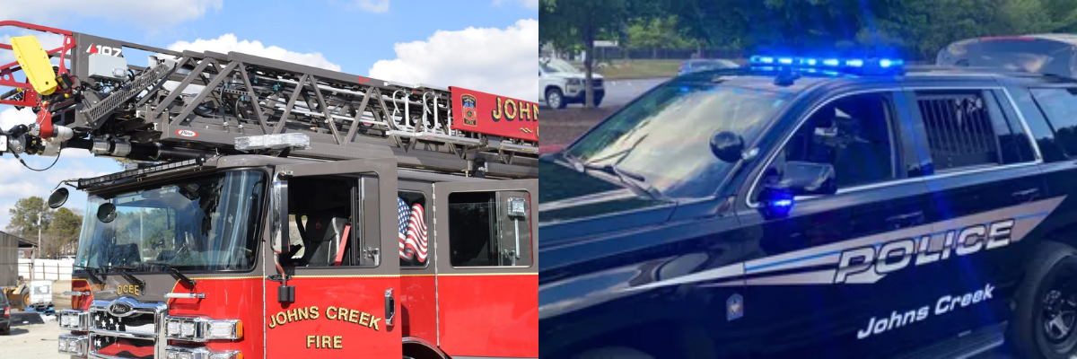 Johns Creek Fire Truck and Johns Creek Police Car