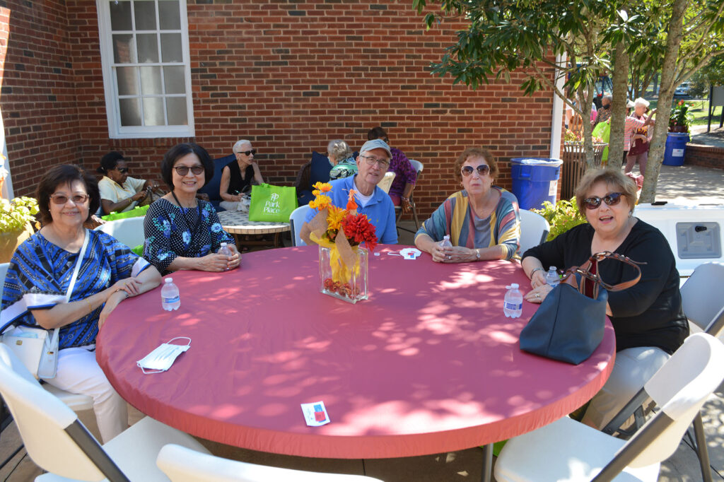Park Place participants enjoy a patio luncheon