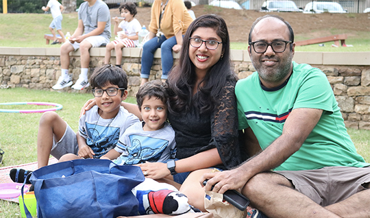 Family posing for picture