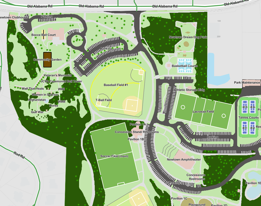 A map of Newtown Park amenities